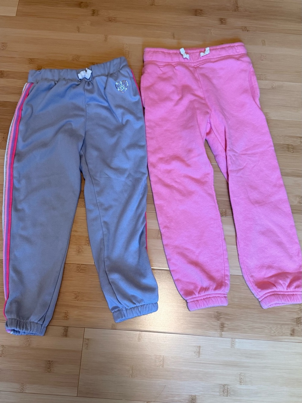 Kids Cozy Fleece Jogger Pants - Pink & Gray, size 5T